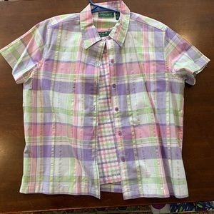 Lemon Grass studio plaid shirt & tank top set Sz L